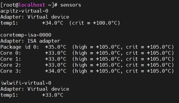 centos 如何查看 cpu 主板的温度