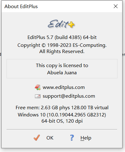 Editplus5.7+ 可用注册码集合